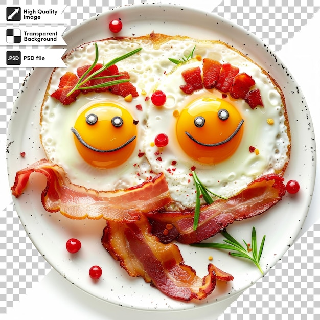 a plate of eggs with a smiley face on it