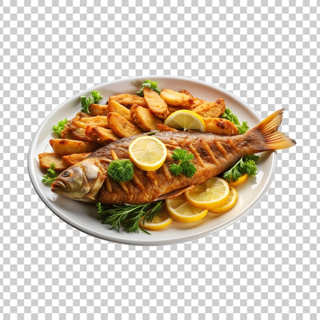 PSD a plate of fish fry with a transparent background