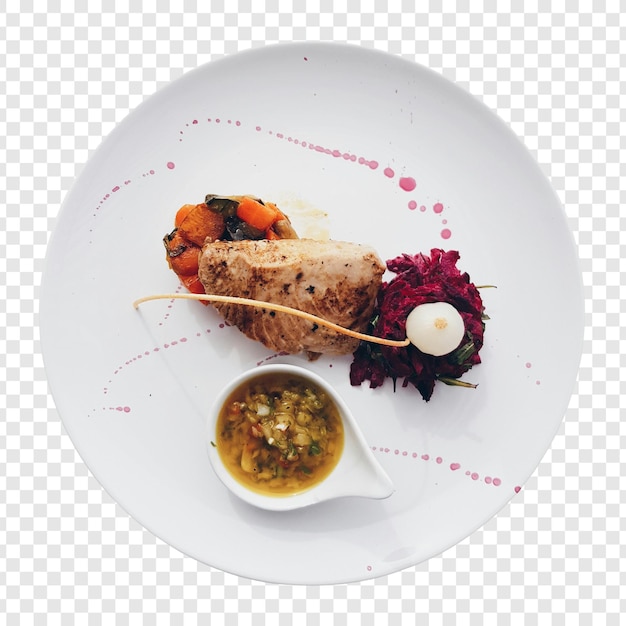 PSD a plate of food isolated on transparent background