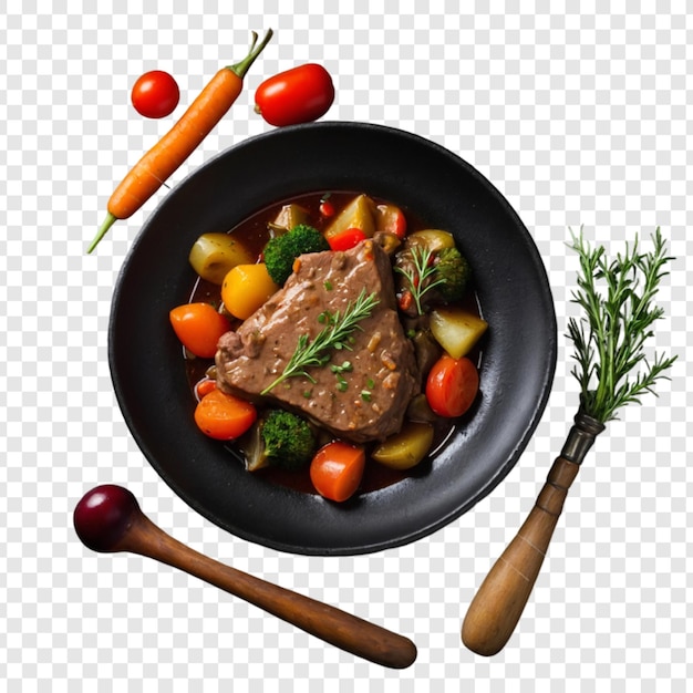 PSD a plate of food isolated on transparent background