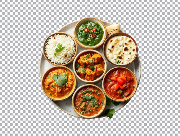 PSD a plate of food with different types of food on it isolated transparent background