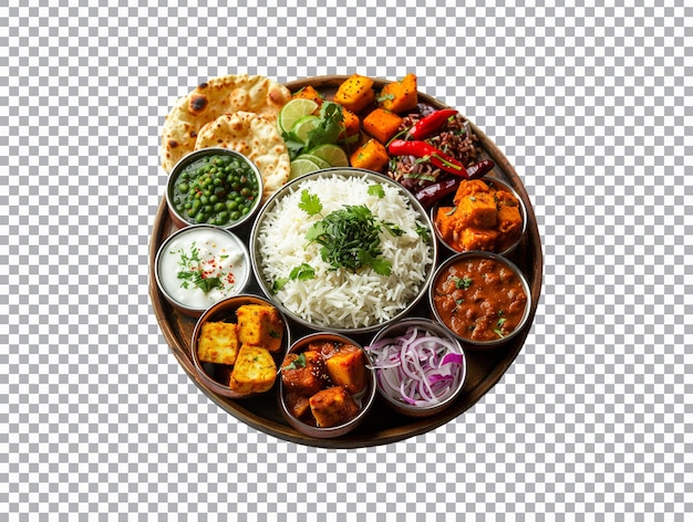 PSD a plate of food with different types of food on it isolated transparent background