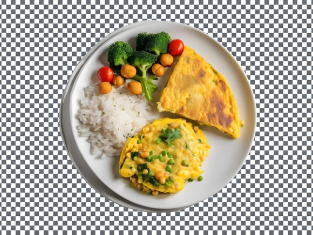 a plate of food with rice broccoli and rice