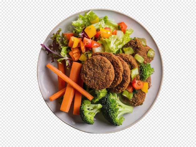 PSD a plate of food with a salad and a bowl of broccoli