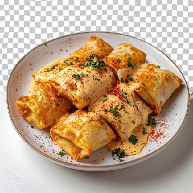 a plate of food with a white and black checkered tablecloth