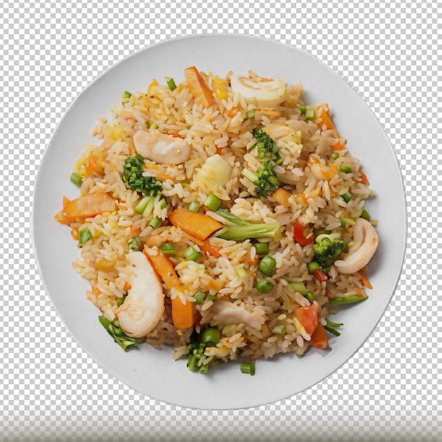 PSD plate of fried rice isolated on transparent background