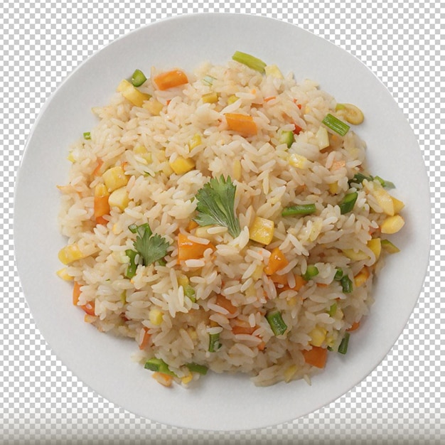 Plate of fried rice isolated on transparent background