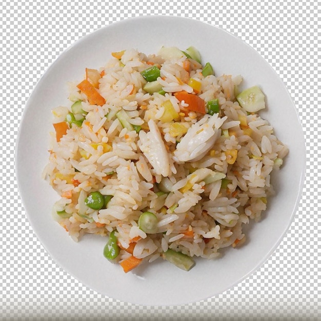 Plate of fried rice isolated on transparent background