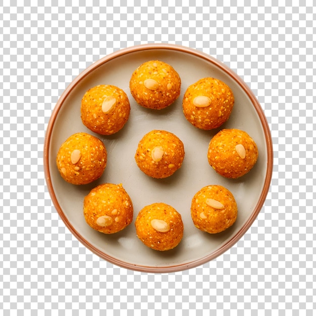 PSD a plate of indian sweets on a transparent background