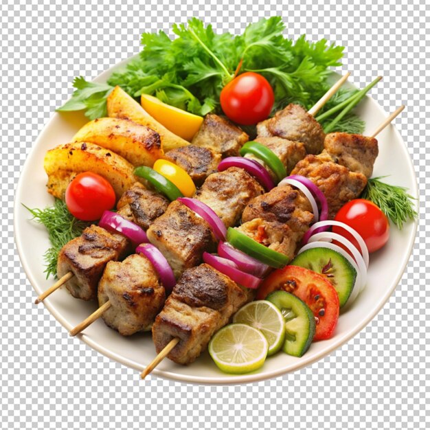 PSD plate of kebab vegetables and french