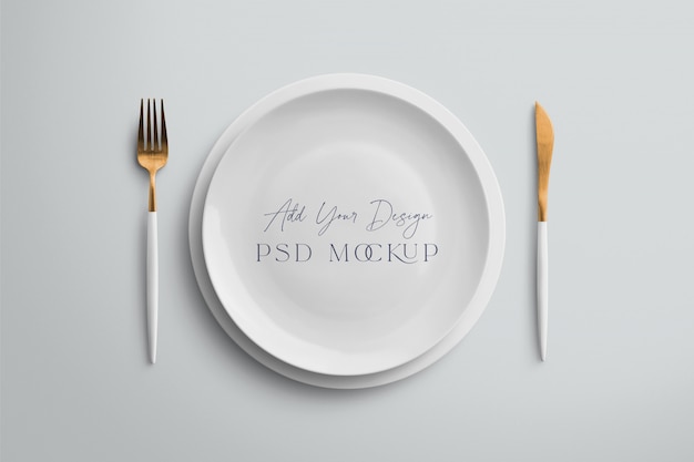 Plate Mockup with Fork and Knife