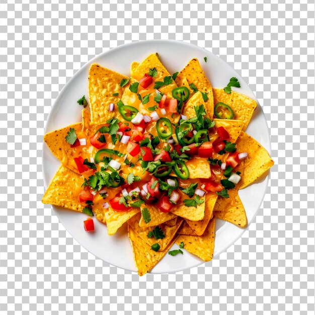 PSD a plate of nachos with a white plate of diced peppers and onions