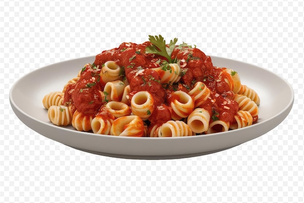 PSD a plate of pasta with tomato sauce and a tomato sauce