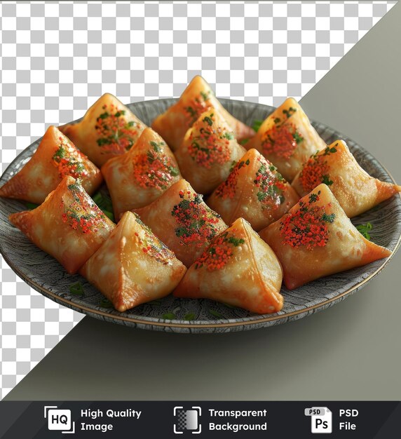 plate of pempek for eid al fitr on a gray table with a gray and white shadow in the background