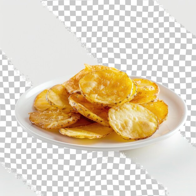 PSD a plate of potato chips with a white plate of potato chips