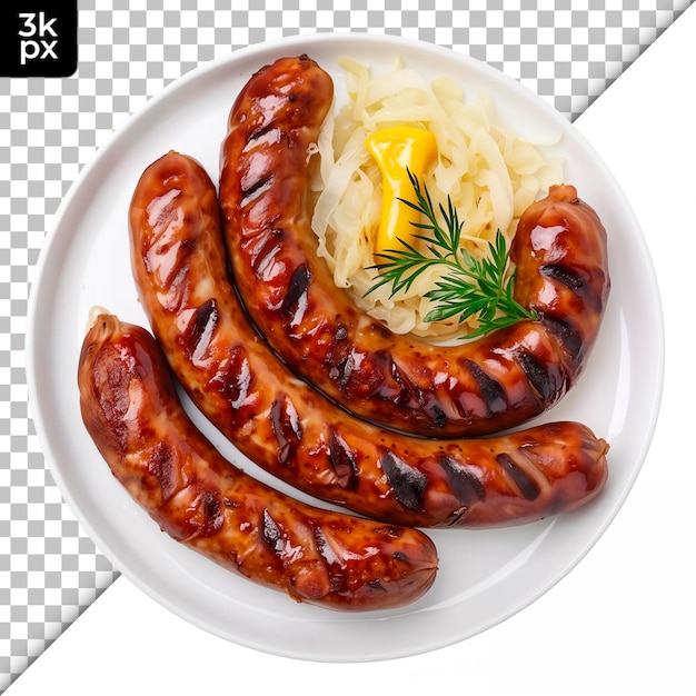 PSD a plate of sausages and rice with a pineapple on top