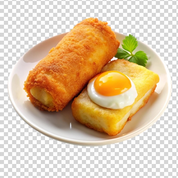 PSD a plate with bread and cheese on top on transparent background