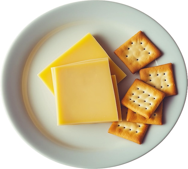 PSD a plate with cheese and crackers on it including cheese