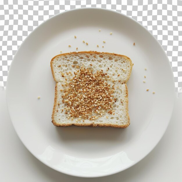 PSD a plate with a slice of bread on it and seeds on the plate