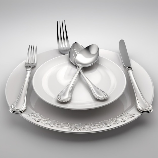 PSD a plate with a spoon and a fork on it