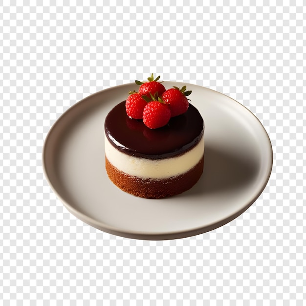 PSD a plate with a strawberry and a strawberry cake on it