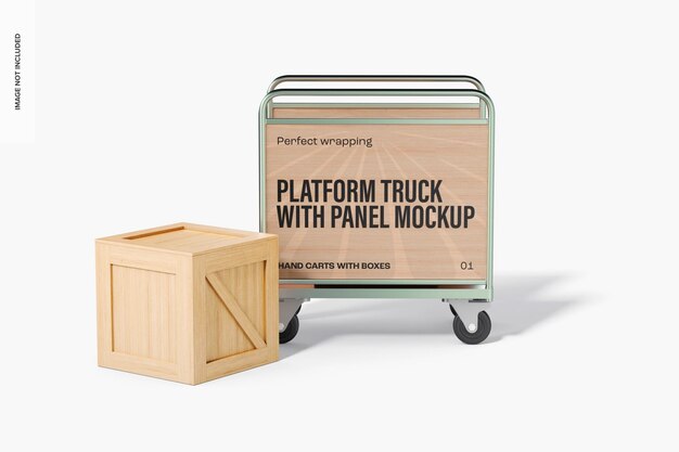 PSD platform truck with panel mockup, front view