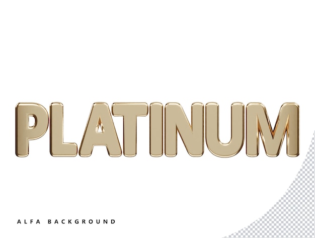 Platinum text effect 3d rendering vector illustration