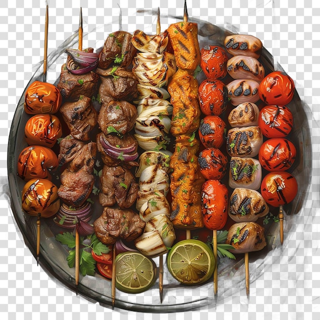 A platter of mixed kebabs fresh from the grill mediterranean food life style Authentic living