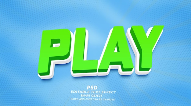 Play 3d editable photoshop text effect style with premium background