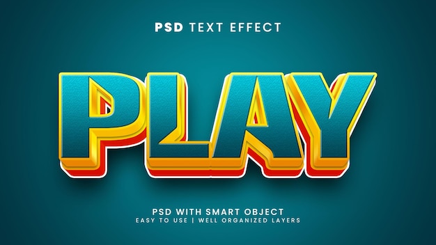 Play 3d editable text effect with game and kids text style