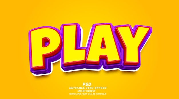 Play game 3d editable text effect PSD template