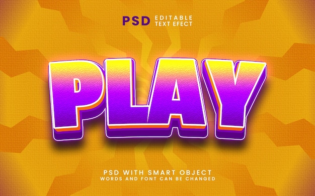 Play game cartoon 3d editable text effect template