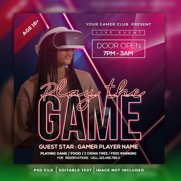 play the game social media post flyer template design