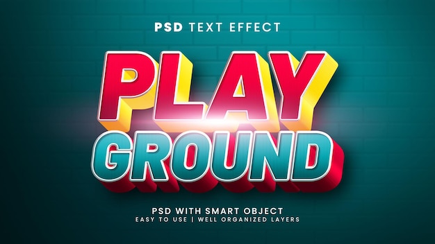 Play ground 3d editable text effect with game and kids text stye