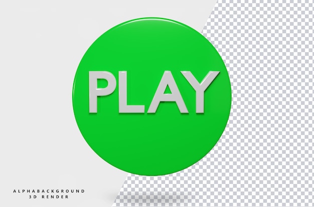 Play icon 3d rendered transparent background PSD