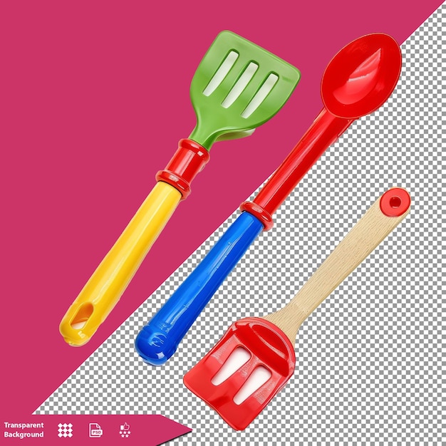 Play kitchen utensils on transparent background png psd