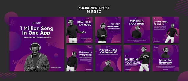 Play music social media post template