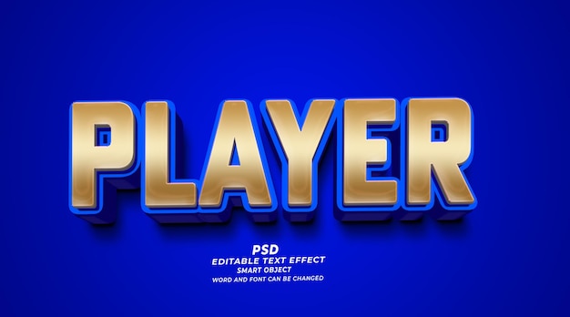 Player 3d editable photoshop text effect style