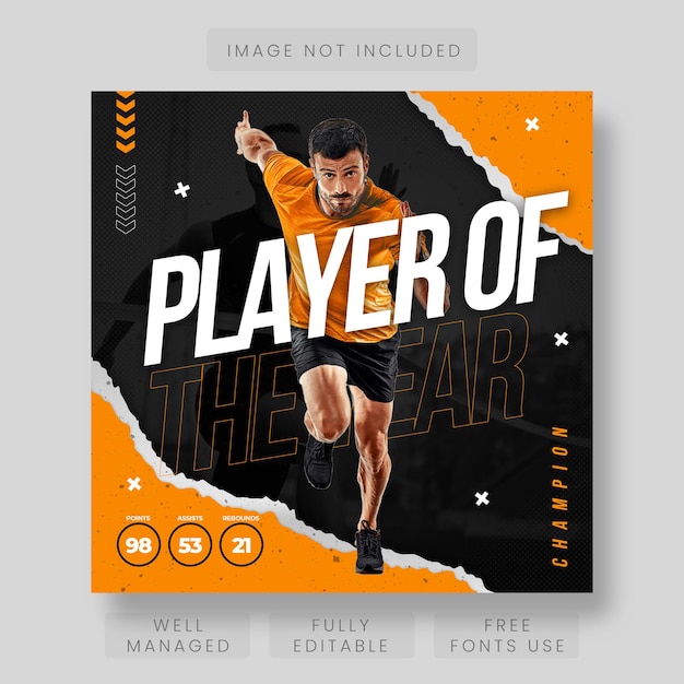 Player of the year poster and banner design template for social media