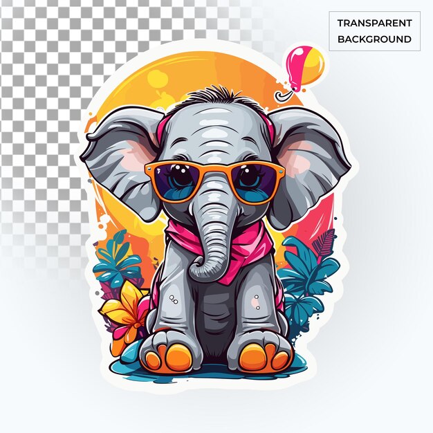 playful baby elephant free PSD high resolution Transparent background illustration kids sticker