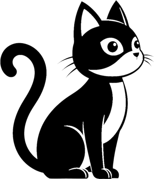 Playful cartoon cat silhouette in sleek black stencil design