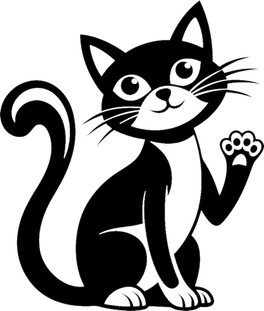 Playful cartoon cat silhouette in sleek black stencil design