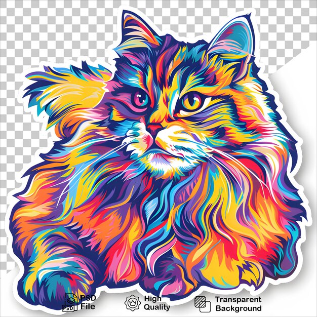 PSD playful cat with colorful face transparent sticker with png design