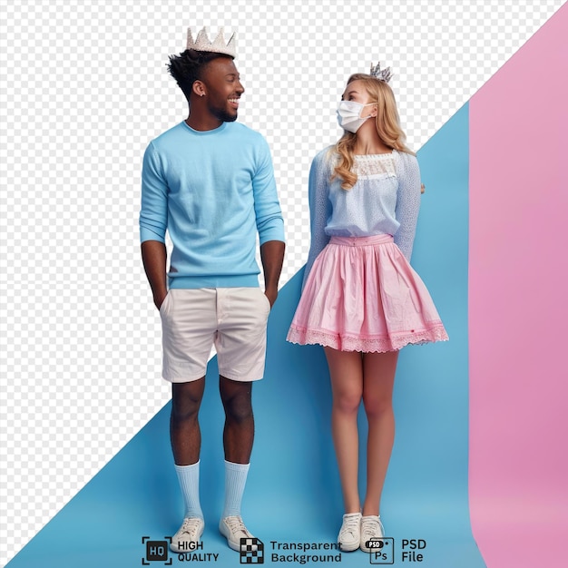 playful mood of a man and a girl with a crown on his head png psd