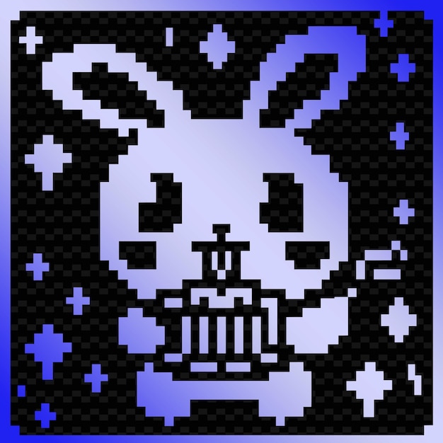 Playful Mooncake Bunny With Pixel Art Design Pixelated Bunny PNG Inspired China Lunar Icon Designs