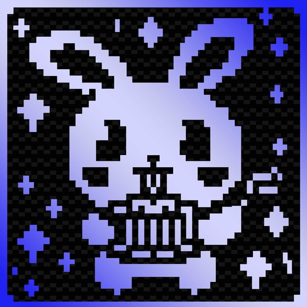 PSD playful mooncake bunny with pixel art design pixelated bunny png inspired china lunar icon designs