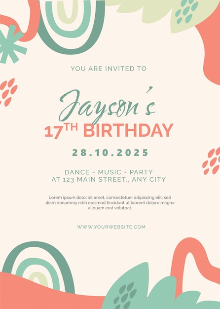 Playful Pastel Birthday Invitation