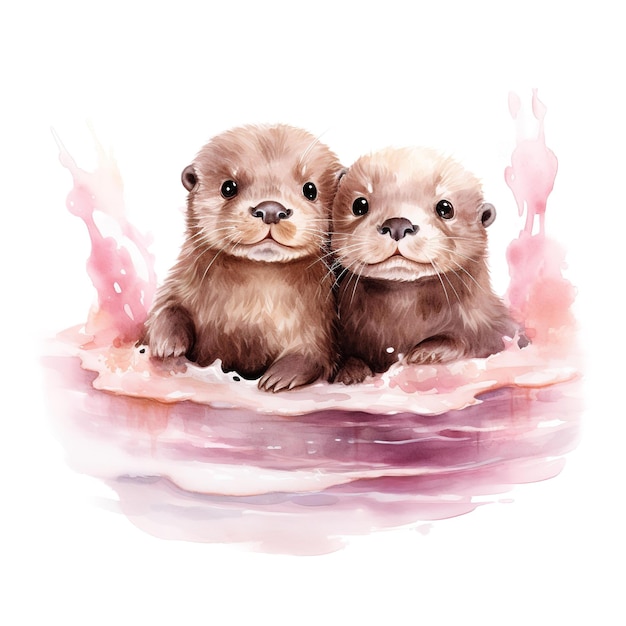 Playful Waters Valentine Otter Couple A Cute Addition to Your Valentines Day Festivities