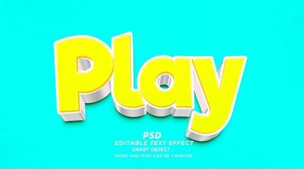 PSD playing 3d editable text effect photoshop template with background