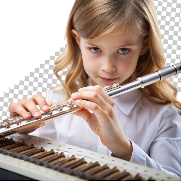 PSD playing the flute in his bedroom he is wearing a striped shirt and has a focused expression on his face